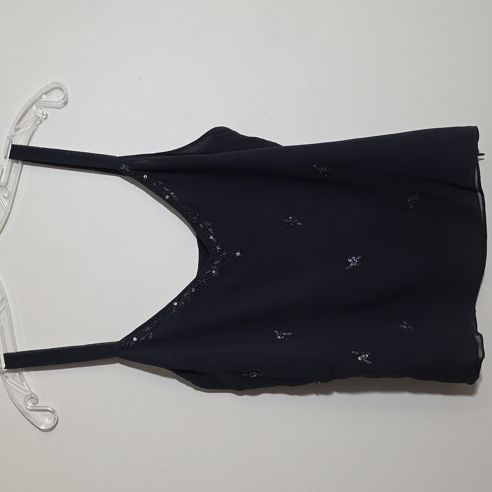 Anne Klein 100% silk beaded tank‎ top blouse woman's size 8